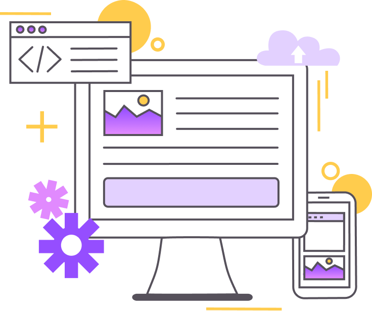 computer, mobile, and varied icons